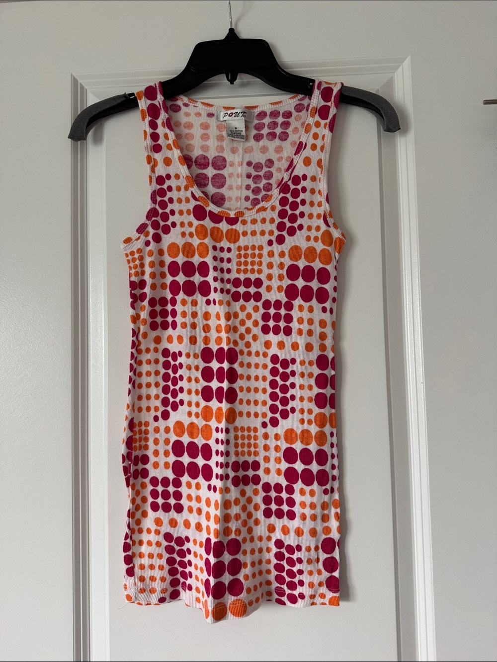 Juniors Medium Pink & Orange Dot Tank Top